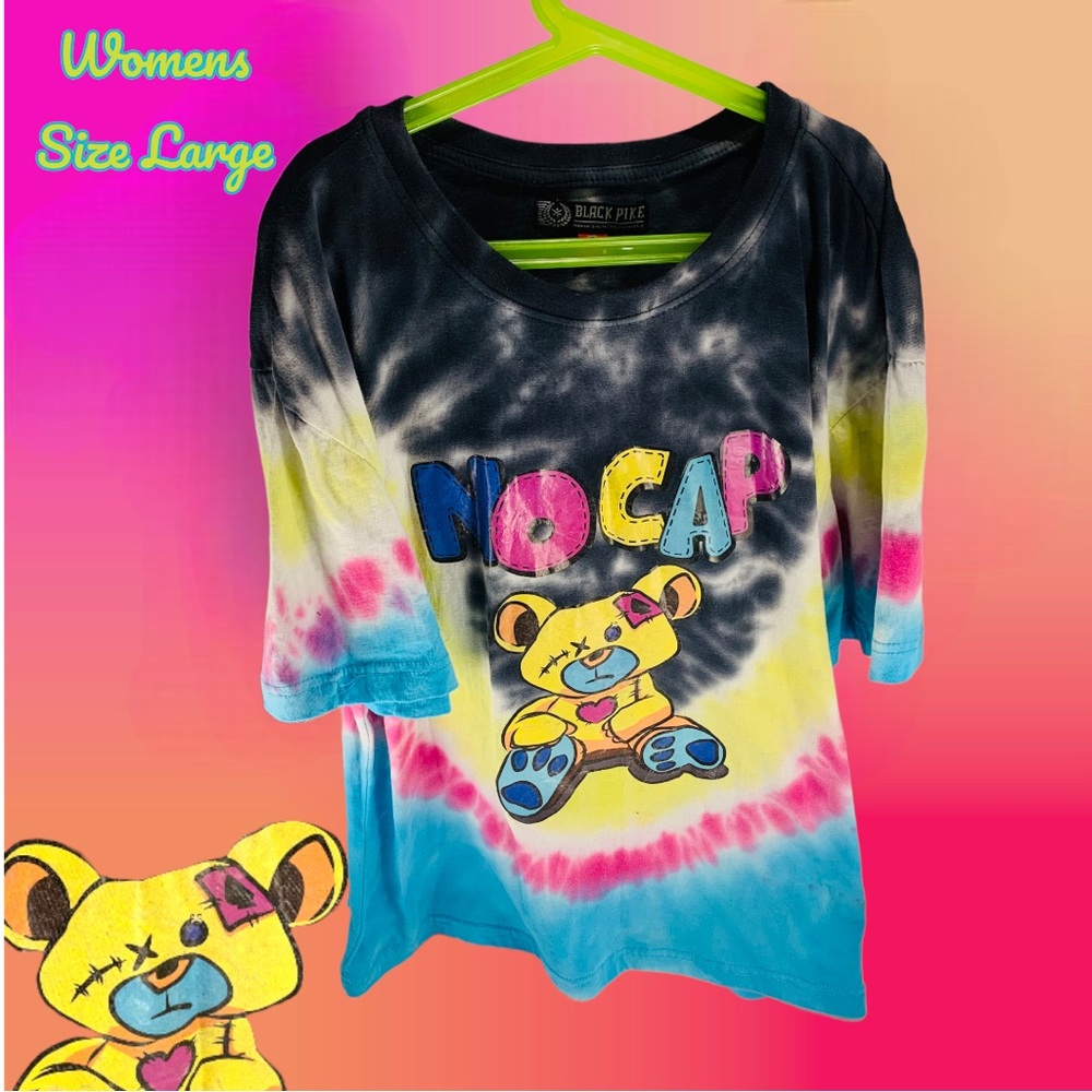 Womens No Cap Tie Dye T-Shirt. Size Large.